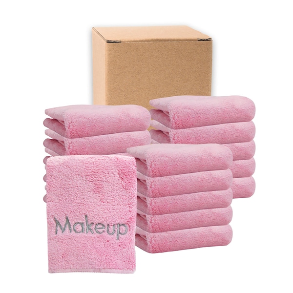 Monarch Brands Makeup Coral Fleece Towels, 13in x 13in , Pink, 108PK MU-PINK-CS - main